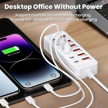 12 in 1 USB HUB Adapter Socket USB Type C Charger Fast Charging Power Strip Desktop Charging Station For iPhone Samsung Xiaomi