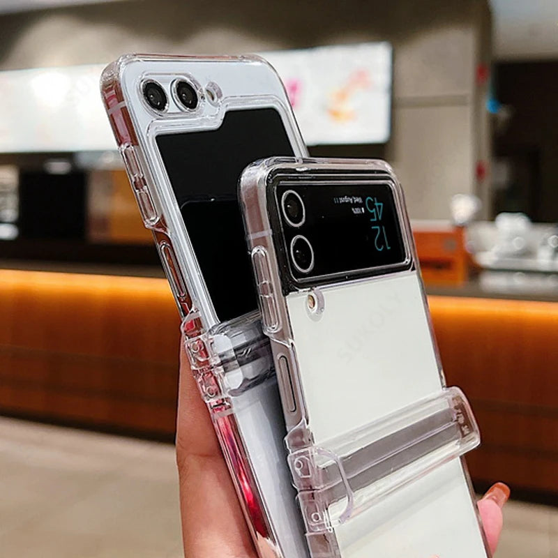 For Samsung Galaxy Z Filp8 Flip7 FE Filp6 Filp5 Case Transparent Fold ShockProof PC Cover For Samsung Galaxy Z Filp 3 4 5 6 7 8
