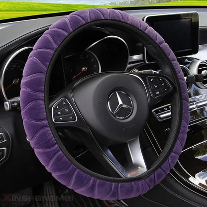 Car Steering Wheel Cover Protector Decoration Warm Super Thick Soft Plush Collar for Women Man Auto Interior Accessories