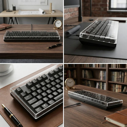Clear Acrylic Mechanical Keyboard Dust Cover Protector Case For 60 96 98 104/108Key Transparent Anti-Dust Keyboard & Mouse Cover