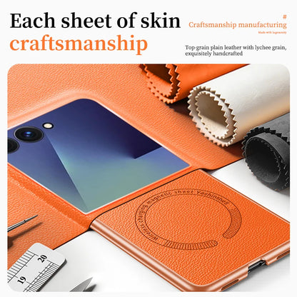 For Magsafe Magnetic Leather Phone Case for Samsung Galaxy Z Flip 8 7 6 5 4 ZFlip 7FE 5G Wireless Charging Protective Back Cover