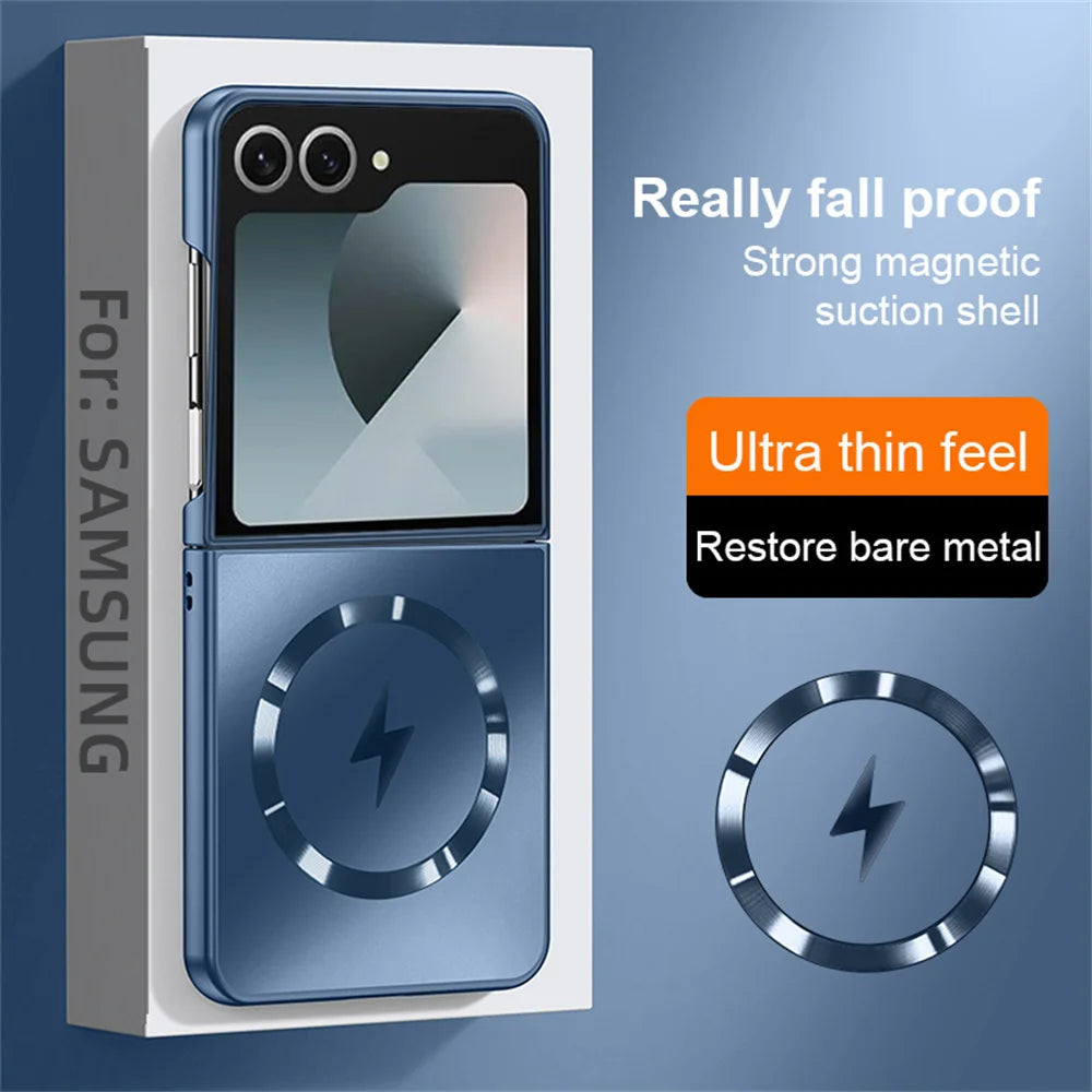Luxury For Magsafe Matte Frosted AG Magnetic Phone Case For Samsung Z Flip 8 7 FE 6 5 ZFlip 4 3 Wireless Charge Protective Cover