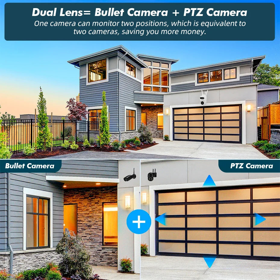 FUERS 5K 10MP Dual Lens IP Camera Tuya Smart Home Security Auto Tracking Wireless Alarm WIFI CCTV Surveillance Outdoor Camera