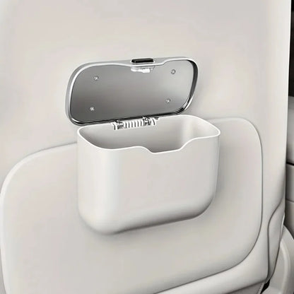 Multifunctional Car Trash Can with Lid Button, Hanging Storage Bin for Wet and Dry Use, Auto Interior Accessories, Organizer Box