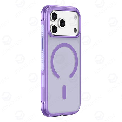 For Magsafe Anti-knock Airbag Matte Translucent Case For iPhone 16 17 18 Pro Max Rotate Magnetic Bracket Shockproof Armor Cover