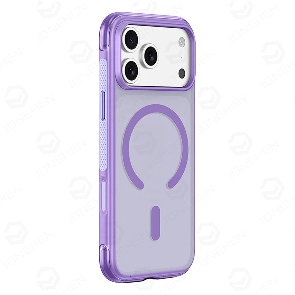 For Magsafe Anti-knock Airbag Matte Translucent Case For iPhone 16 17 18 Pro Max Rotate Magnetic Bracket Shockproof Armor Cover
