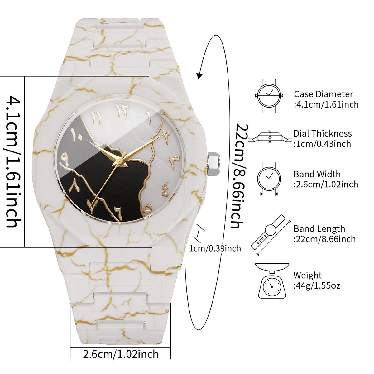 Fashio Marble Texture Women Watch Casual Arabic Dial Plastic Band Men Quartz Watch Clock Gift Relogio Feminino（Without Box）
