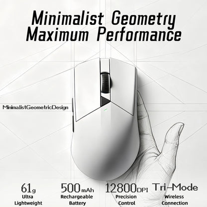 Wireless Mouse Rechargeable 3 Mode BT 2.4G Wired Lightweight 61g Gaming Mouse 12800 DPI 1000Hz Polling Rate Mouse for PC Laptop Office Gaming