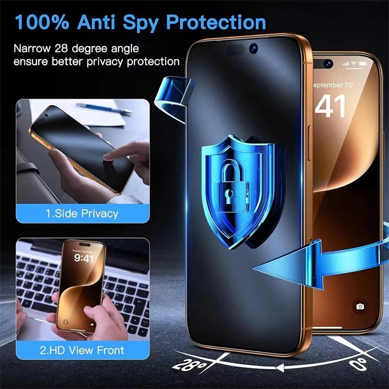 1-5Pcs Matte Privacy Tempered Glass Screen Protector For iPhone 18 17 Pro Max 16 15 14 Plus 13 11 12 XS Air 16e Dust Free Instal