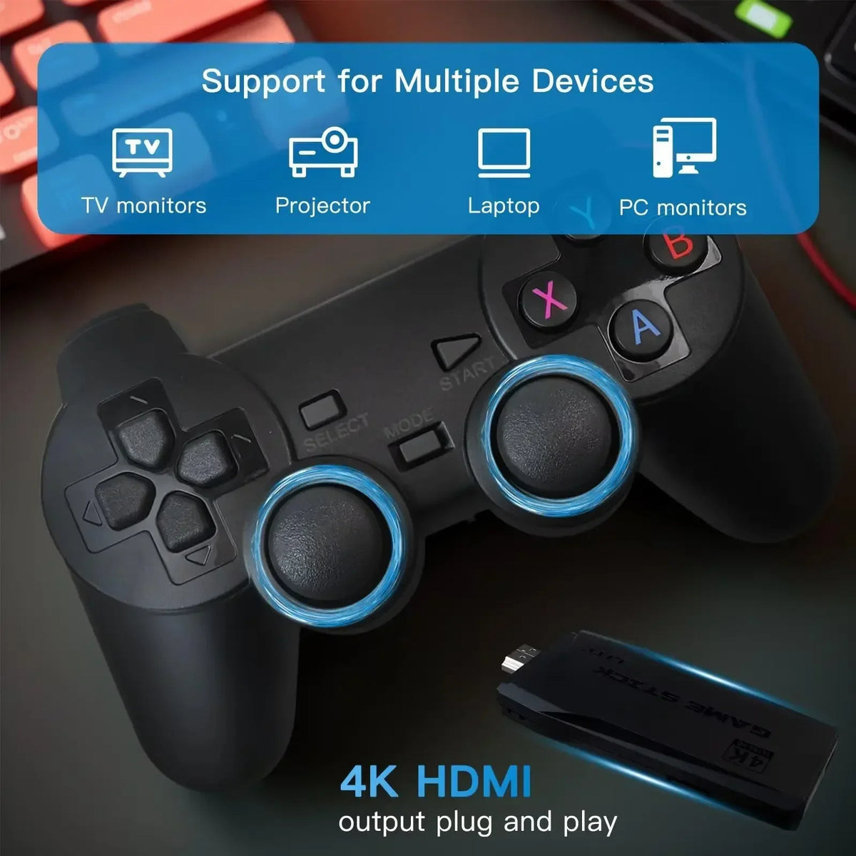 M8 Video Game Consoles 4K HD Output Retro Game Stick 20000+ Classic Games 23+ Emulators 2.4G Double Wireless Controller For Kids