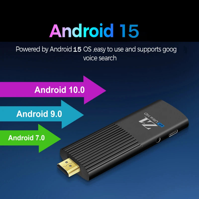 Android TV Stick Allwinner H313 Z1 Stick HD 4K 2.4G 5G Dual WiFi Quad Core BT5.0 HDR10 Android 15.0  iptv Media Player