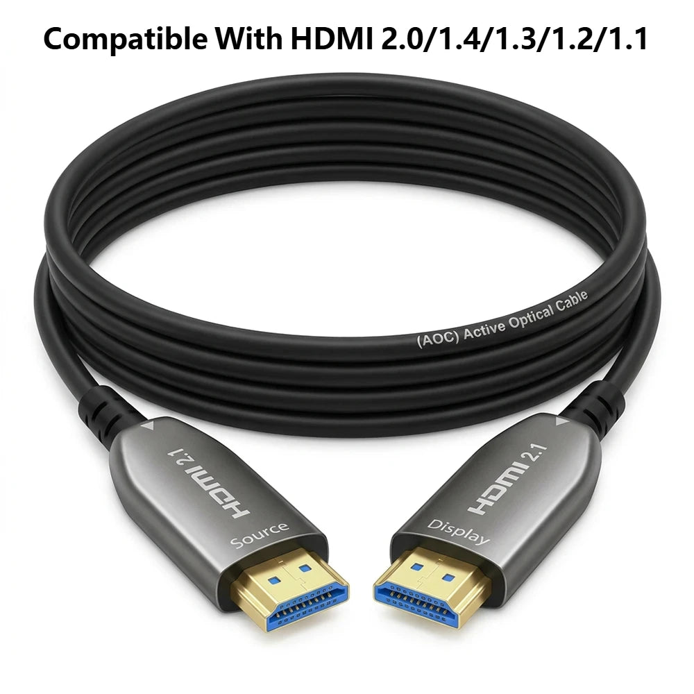 HDMI 2.1 Fiber Optic Cable Long Distance 8K@60Hz 4K@240Hz 48Gbps AOC HDMI Optical Cable for Projector TV Monitor Commercial Show