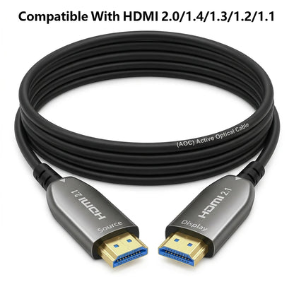 HDMI 2.1 Fiber Optic Cable Long Distance 8K@60Hz 4K@240Hz 48Gbps AOC HDMI Optical Cable for Projector TV Monitor Commercial Show