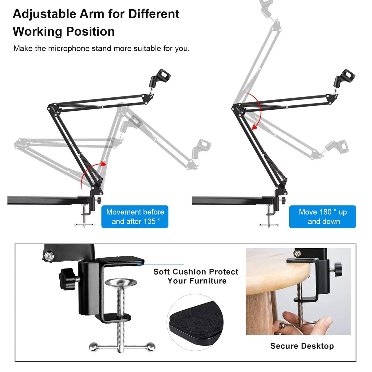 NB-35 Microphone Stand Professional Scissor Arm Stand With Microphone Pop Filter For Mic Bracket With Shock Mount