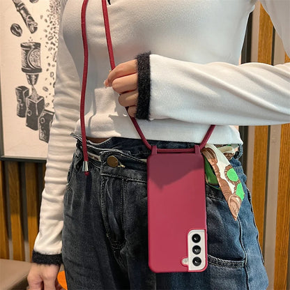 Crossbody Lanyard Strap Case For Samsung Galaxy S26 S25 Edge S24 S23 S22 S21 S20 FE Plus Note 10 20 Ultra A41 A21S 5G Soft Cover