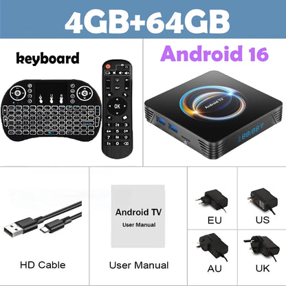 Android 16 Smart TV Box X66 8GB+256GB Rockchip RK3528 Google Assistant 8K Video Bluetooth5.4 Media Player Very Fast Set Top Box
