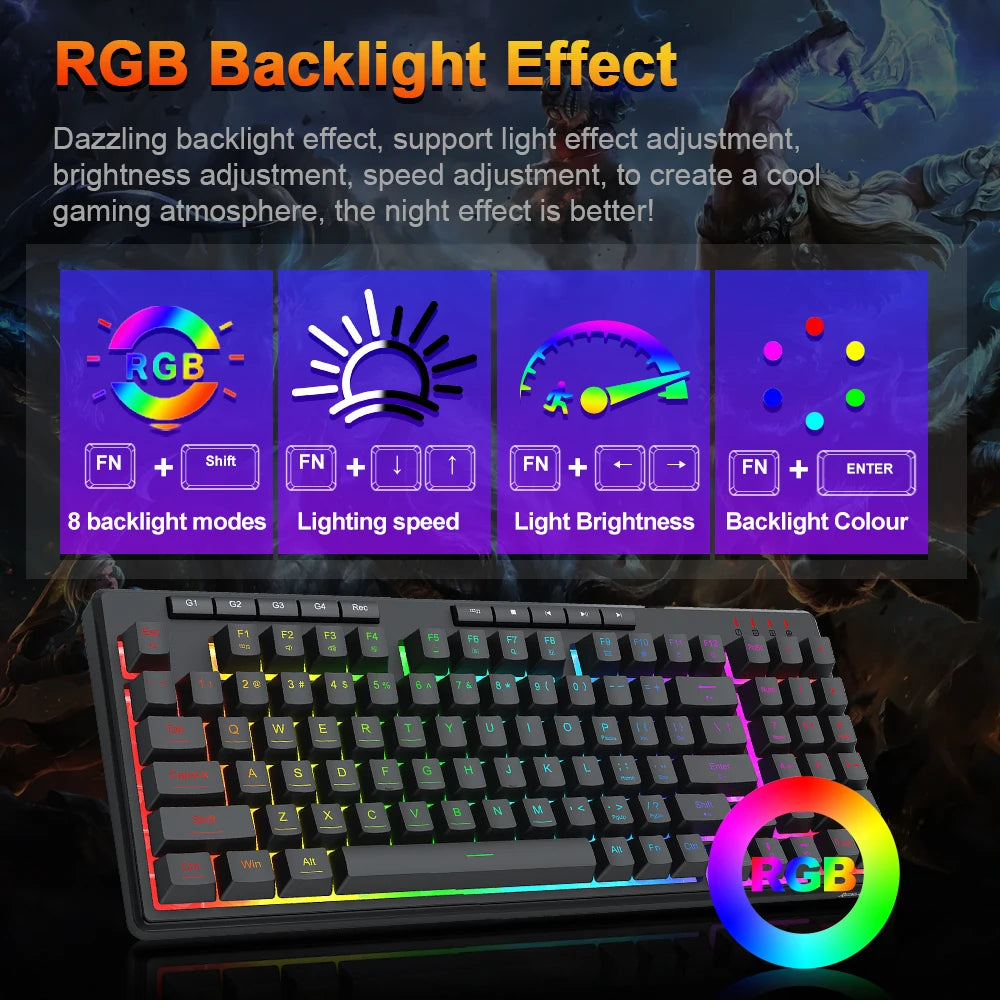 REDRAGON SHIVA K517 RGB USB 94 key Wired Membrane RGB Gaming Keyboard for PC Computer Laptop Gamer Detachable Cable