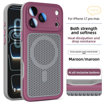 Magnetic Heat Dissipation Anti Drop Case for iPhone 17 Pro Max 16 15 14 13 12 Equipped with Lens Film for Magsafe Slim Fit Cover
