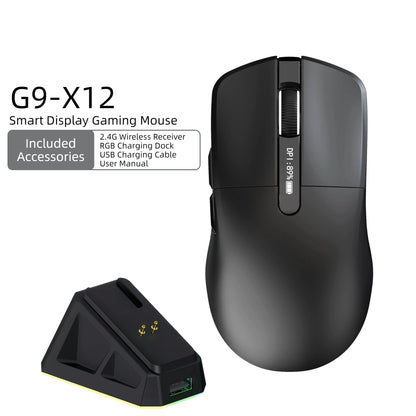 59g/64g Lightweight Wireless Gaming Mouse 12000DPI PAW3311 Triple Mode RGB Magnetic Charging Dock LED Display Rechargeable Gaming Mice