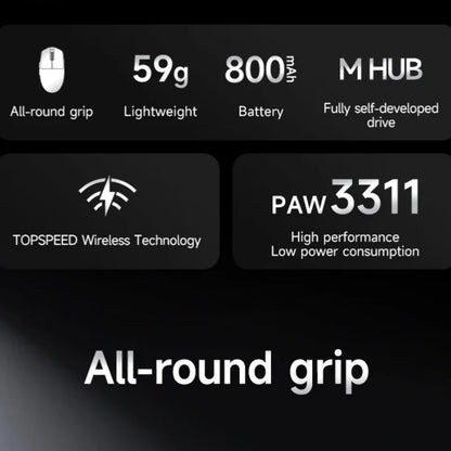 MCHOSE G3 V2 Wireless Gaming Mouse PAW 3311 Sensor Tri-mode 800mAh All-Around Grip Omron Mechanical Switches TTC Silver Wheel