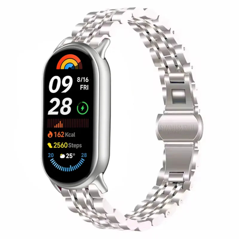 Metal Strap For Xiaomi Band 10 9 8 Belt Smartwatch Stainless Steel Mi Band 9 Bracelet Wristband Miband 11 Watchband Accessories