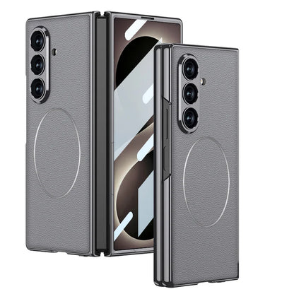 Electroplated Hard PC Leather Back Cover Case for Samsung Galaxy Z Fold 8 Ultra Fold 7 with Glass Screen Film