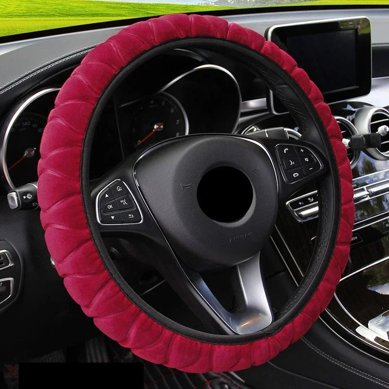 Car Steering Wheel Cover Protector Decoration Warm Super Thick Soft Plush Collar for Women Man Auto Interior Accessories
