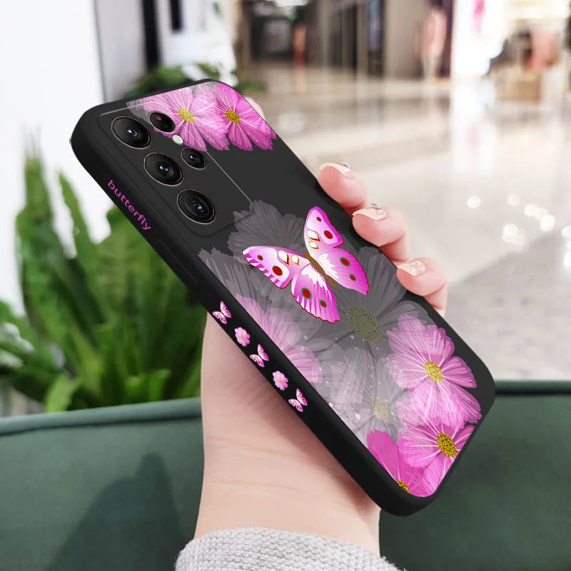 Printed Butterfly Phone Case For Samsung Galaxy S25 S24 S23 S22 S21 S20 Ultra Plus FE S10 S9 S10E Note 20 ultra 10 9 Plus Cover