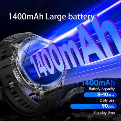 Brand+TANK Ultra 1400mAh Big Battery Smart Watch Men GPS Path Sport Flashlight BT Call Waterproof Outdoor Military Smartwatches