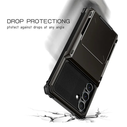 Flip Cards Solt Wallet PC Case For Samsung Galaxy S24 Ultra S23 Plus S22 S21 A15 A25 A35 A55 5G A16 A06 Armor Funda Stand Cover