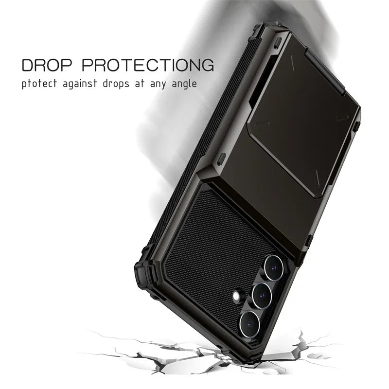 Flip Cards Solt Wallet PC Case For Samsung Galaxy S24 Ultra S23 Plus S22 S21 A15 A25 A35 A55 5G A16 A06 Armor Funda Stand Cover