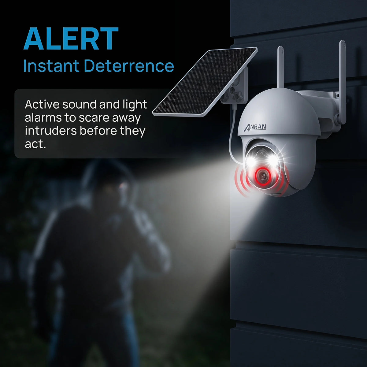 ANRAN 5MP Wifi Solar Camera 360° Rotation Security Surveillance Camera Outdoor Wireless Human Detection Custom Detection Area