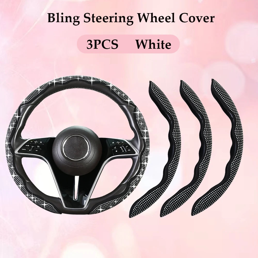 Fashion with Diamond Car Universal 38cm Steering Wheel Cover Colorful Bronzing Diamond BlingBling Steering Wheel Accessories