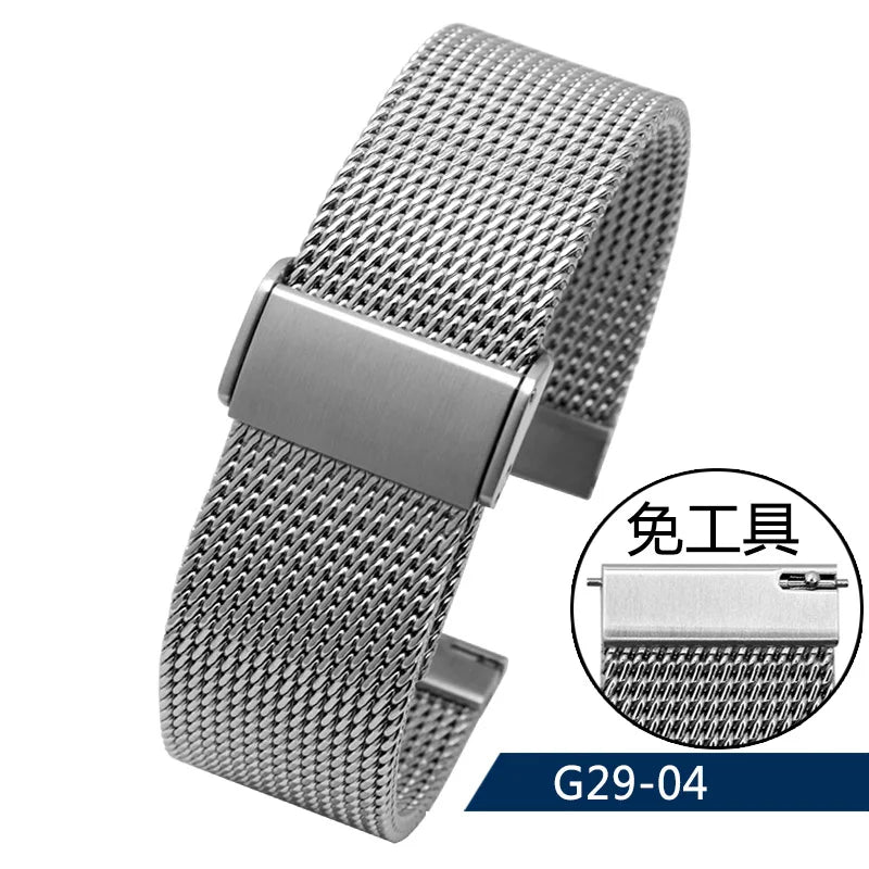 20/22/24mm Steel Dive Shark Mesh for Milanese Watch Bracelet Strap Band Weaving Double Snap Strap for Breitling Omega