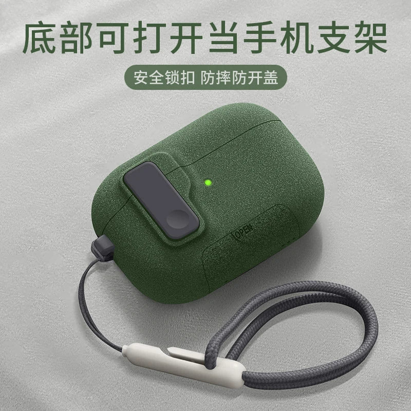 2025 New For AirPods Pro 3 Phone Stand Case Cover Magnetic Auto Lock TPU Shockproof Protective Sleeve With Hook for AirPods Pro3