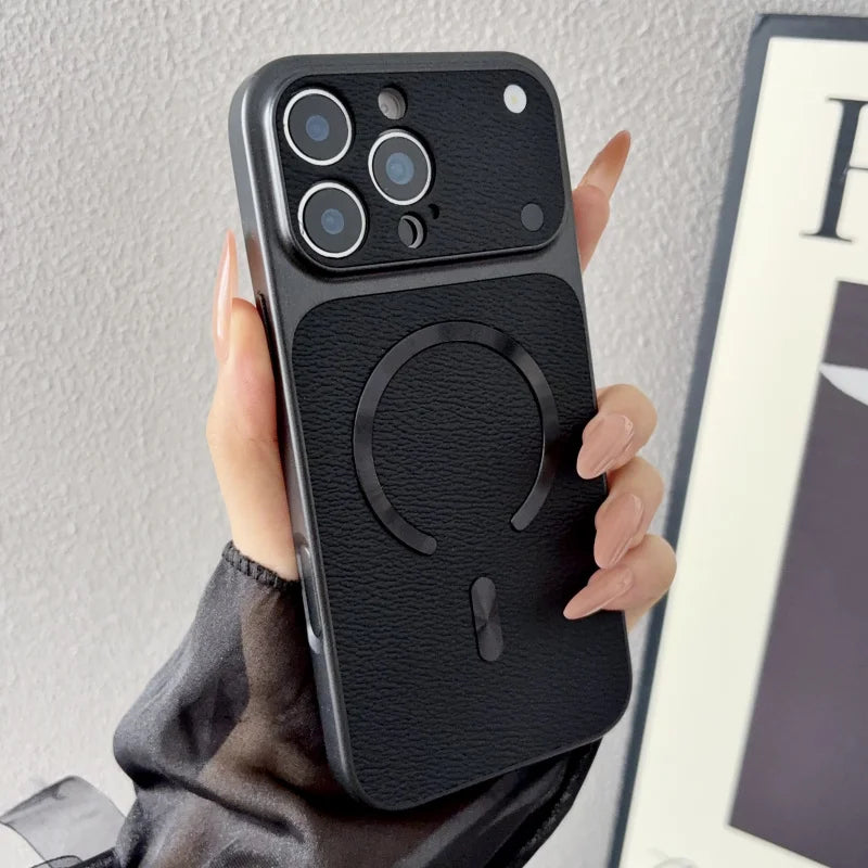 Official Magnetic Leather Phone Case For iPhone 15 14 11 12 13 16 17 Pro Max Plus For Magsafe Luxury Shockproof Protector Cover