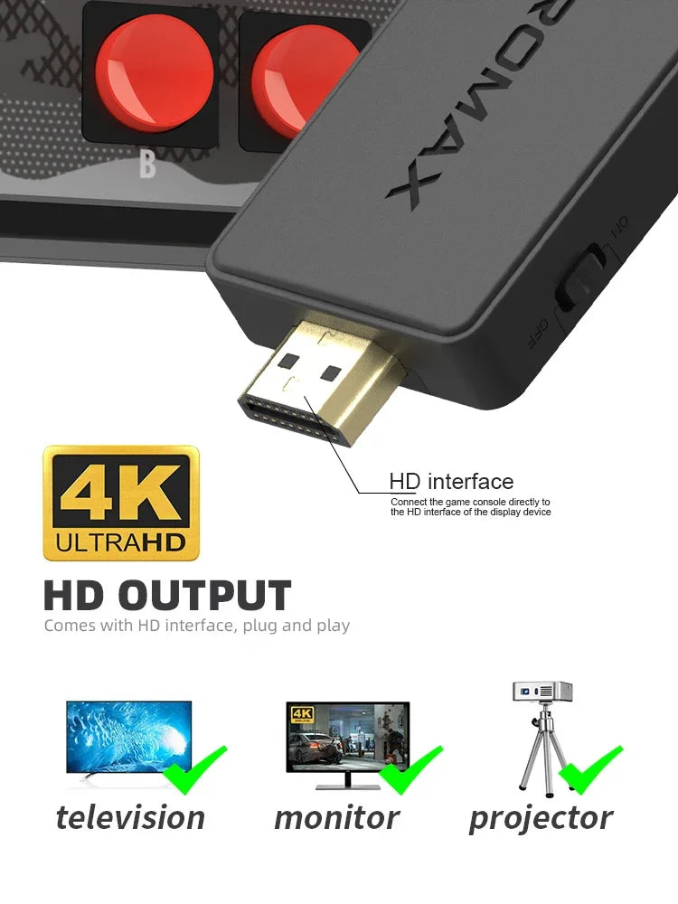 DATA FROG Portable Retro TV Game Stick Wireless USB Console with 1800 Built-in Classic NES/Dendy Games