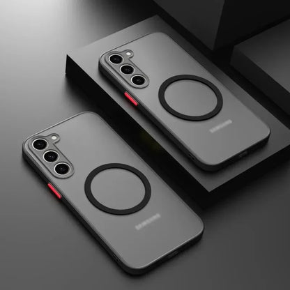 Luxury for Magsafe Wireless Charge Case For Samsung Galaxy S20 S21 S22 S23 S24 S25 Ultra FE A13 A14 Shockproof Matte Clear Case