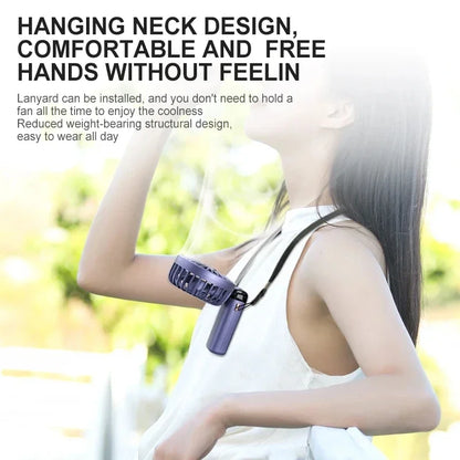 Mini Handheld Fan Foldable Neck Hanging Fan 5 Speed USB Rechargeable Portable Cool Fan with LED Digtal Display Low Noise Summer