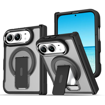 Matte Translucent For Magsafe Magnetic Phone Case For iPhone Duo Hinge Protection Stand Holder Shockproof Slim PC Back Cover