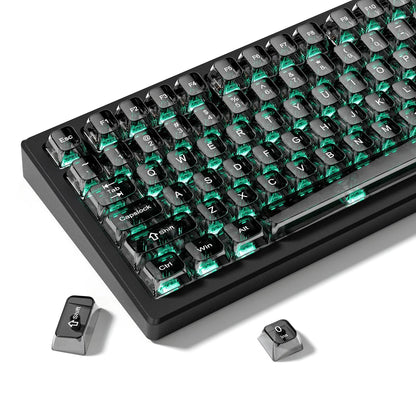 115 Keys Black Transparent Clear Keycaps Crystal Ceramic PC Keycap RGB Shine Through Key Cap MDA Profile for MX Switch Keyboard