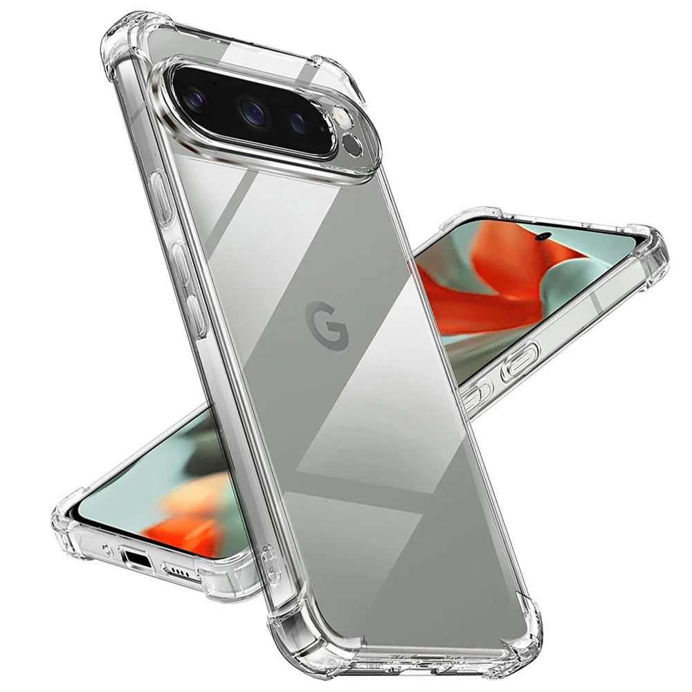 For Google Pixel 11 10 9 8 7 6 Pro XL 10a 9a 8a 7a 6a Transparent Shockproof Silicone Clear Case Airbag Back Cover