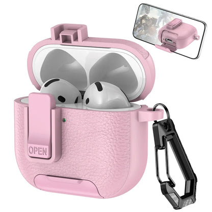 with Carabiner Lock Phone Stand Protective Case for Airpods 4 3 2 1 Pro Cover Cases Shockproof Sleeve for Airpods Pro 1 2 3 4th