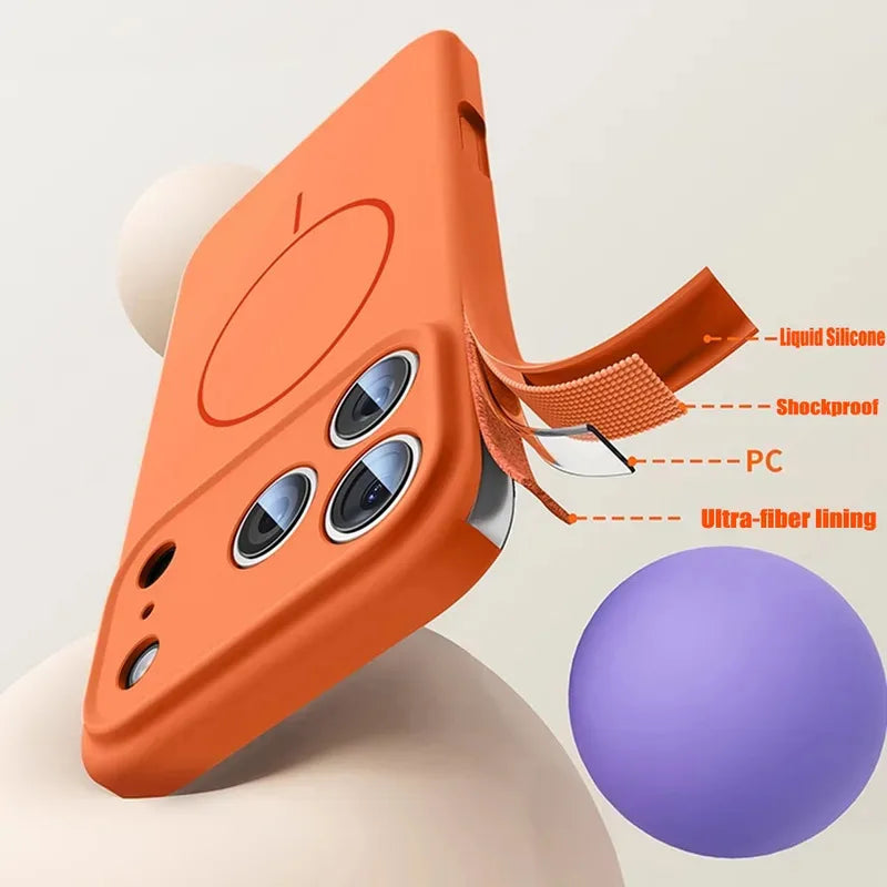 For Magsafe Liquid Silicone Phone Cases For iPhone 17 16 15 14 13 12 Pro Max 16 Plus Air Case Magnetic Wireless Charging Cover