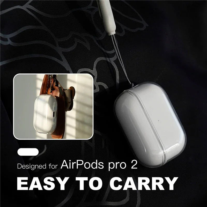 Clear Soft TPU Earphone Case with Lanyard Strap for Airpods Pro 2 3 2nd Generation Air Pods 5 4 1 3rd 2026 Gen Cover Accessories