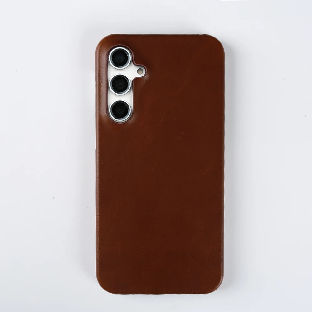 Handmade Genuine Leather Case For Samsung Galaxy S23 FE S20 S20FE 5G S22Plus S21 Aesthetic Vintag Pattern Phone Shell Back Cover