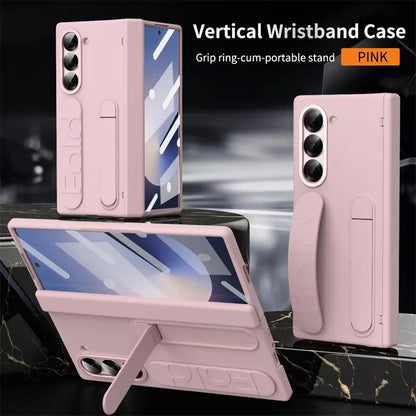 Wristband Holder Hinge Case For Samsung Galaxy Z Fold 8Ultra 8 7 6 5 4 3 5G With Pen Slot S Pen Screen Protector Film Protect