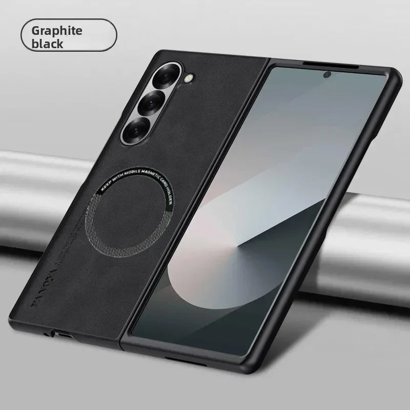 Luxury Ultrathin Sheepskin Leather Slim Phone Case for Samsung Galaxy Z Fold 8 Ultra 7 6 5 4 3 Magnetic Charge Shockproof Cover