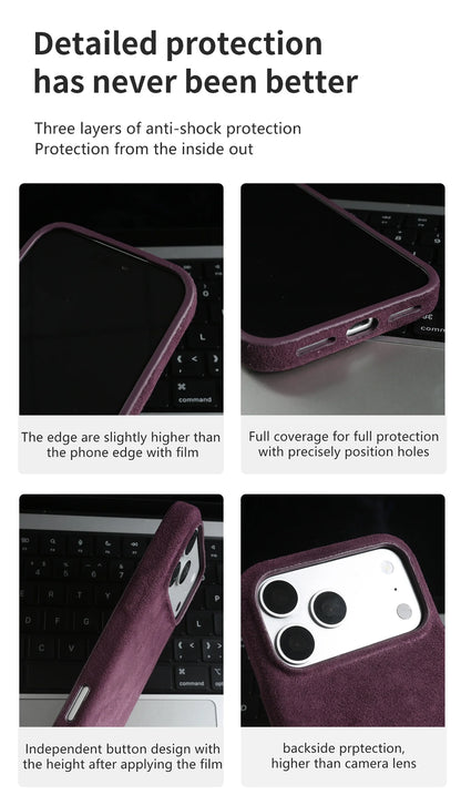 Luxury Magnetic For ALCANTARA Case For iPhone17 Pro Max 16 15 14 13 12 for Magsafe Artificial Leather Supercar Suede Phone Cover