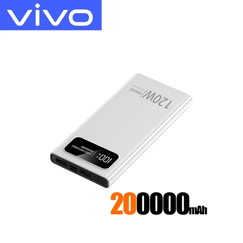 VIVO 500000mAh Power Bank 120W Fast Charging PowerBank LED Digital Display Portable External Battery for iPhone Samsung 2026 New